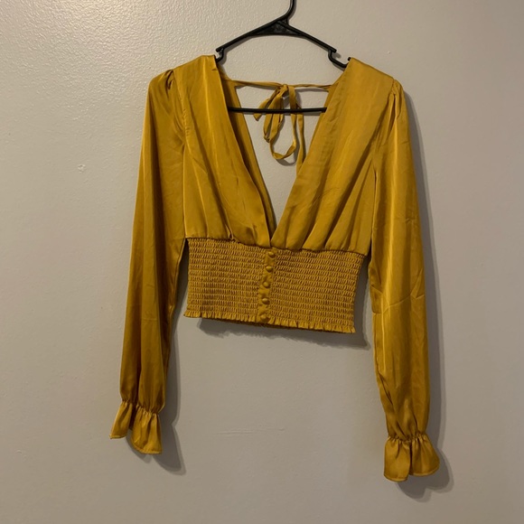 Tops - Deep Plunge Silky Blouse